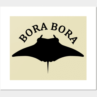 Swimming With Manta Rays In Bora Bora Posters and Art